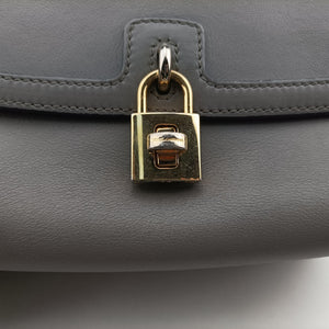 Pre-owned Dolce & Gabbana Miss Dolce Padlock Top Handle Grey Leather  handbag | stylenewstar