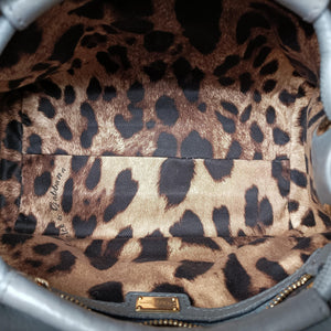 Pre-owned Dolce & Gabbana Miss Dolce Padlock Top Handle Grey Leather  handbag | stylenewstar
