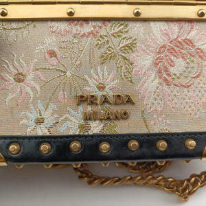 Pre-owned Prada Treasure Trunk Floral Pink x Multi Textile x Leather  shoulderbag | stylenewstar