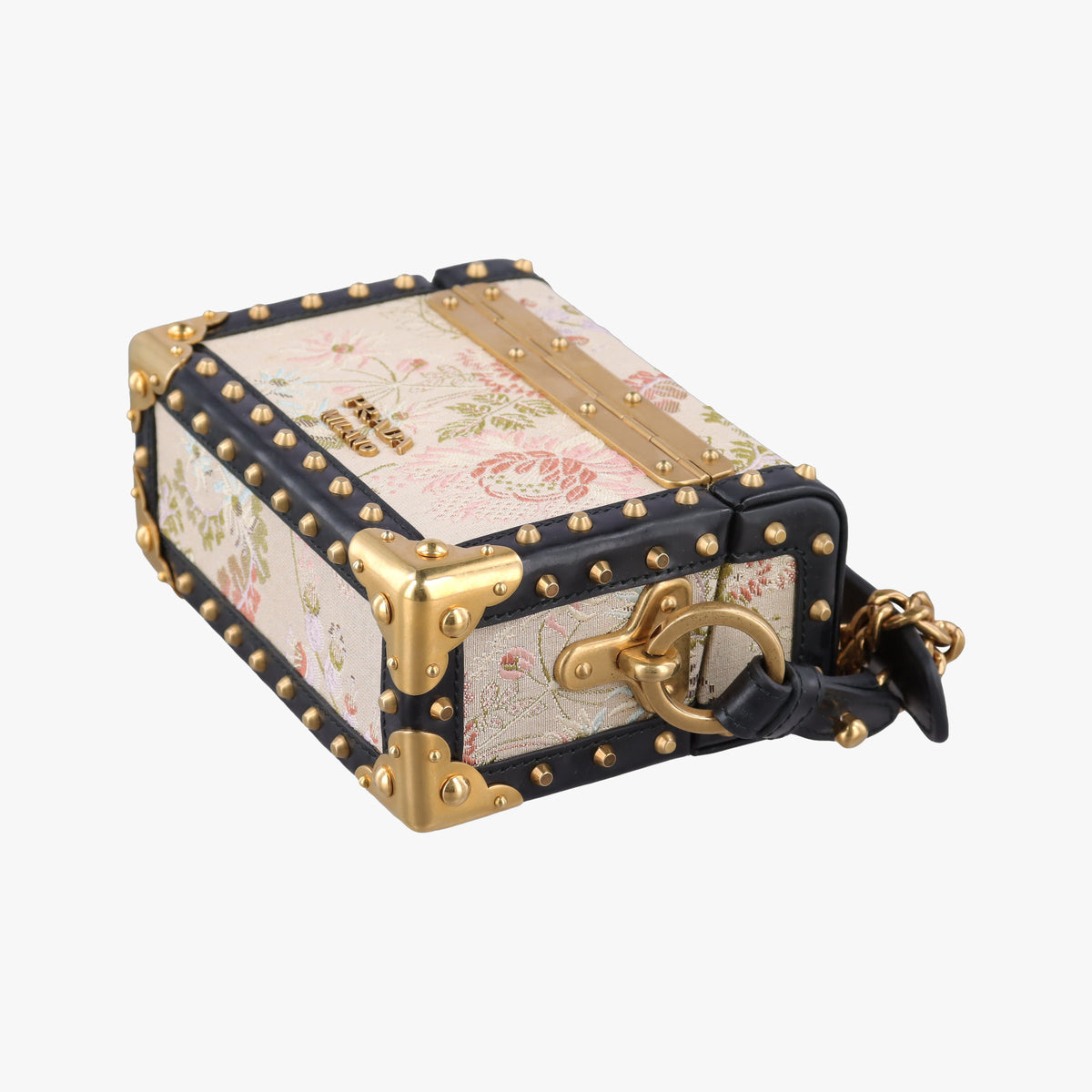 Pre-owned Prada Treasure Trunk Floral Pink x Multi Textile x Leather  shoulderbag | stylenewstar