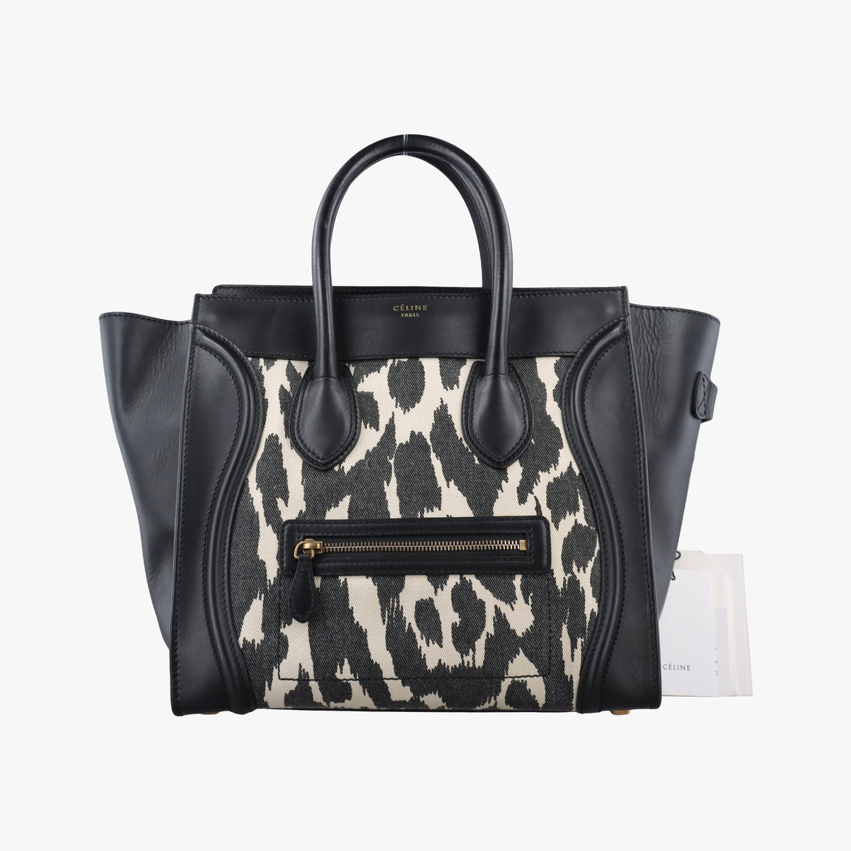 Pre-owned Celine Luggage Mini Shopper Black×white Canvas ×Leather  handbag | stylenewstar