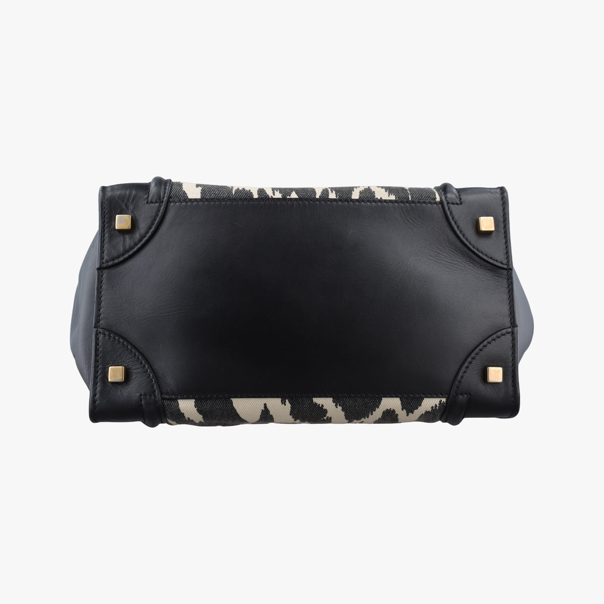 Pre-owned Celine Luggage Mini Shopper Black×white Canvas ×Leather  handbag | stylenewstar