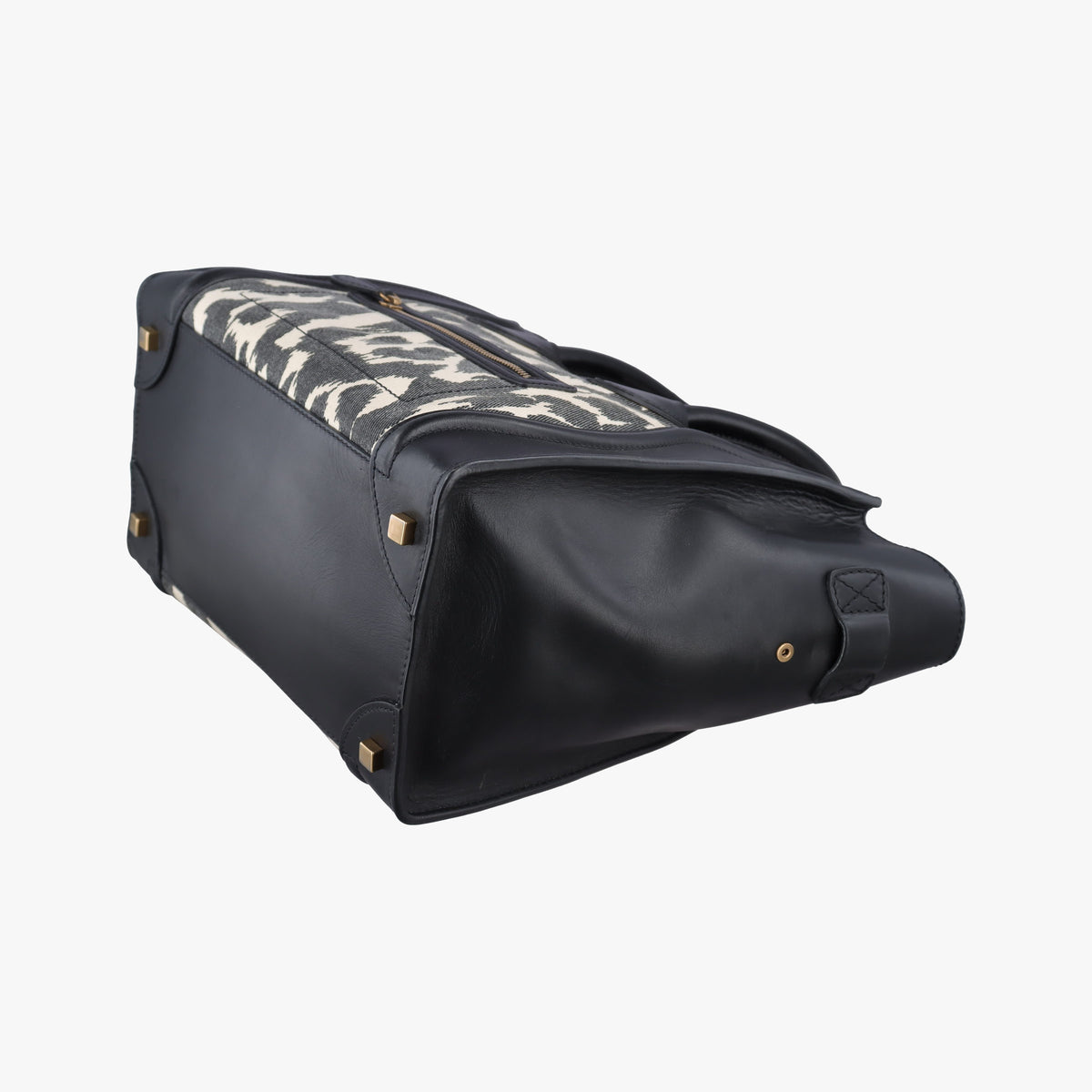 Pre-owned Celine Luggage Mini Shopper Black×white Canvas ×Leather  handbag | stylenewstar