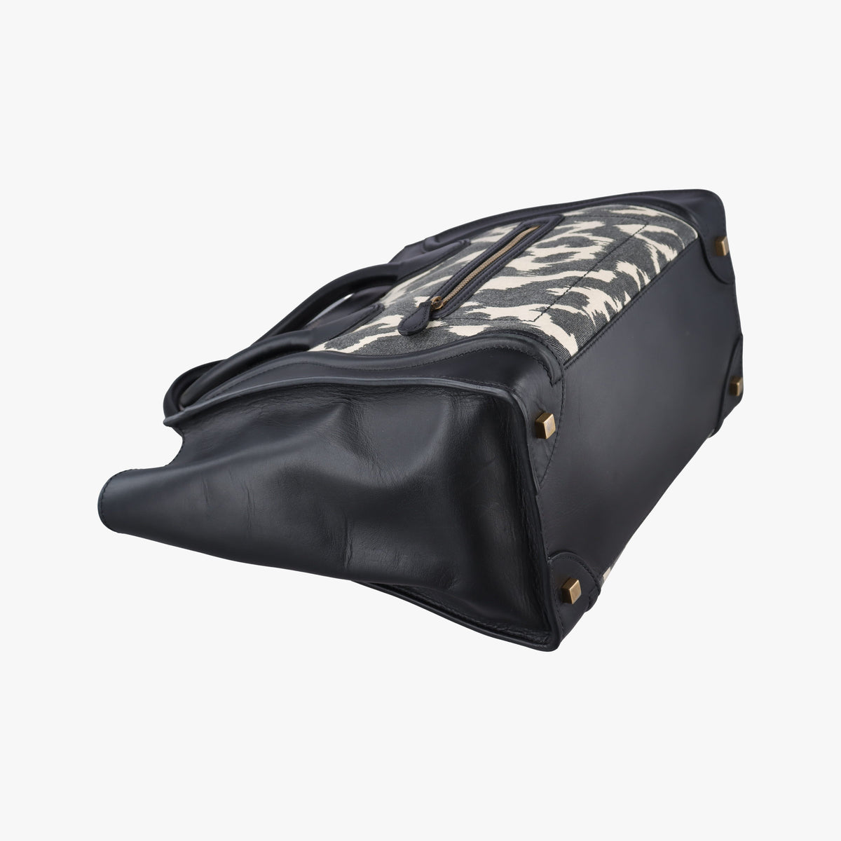 Pre-owned Celine Luggage Mini Shopper Black×white Canvas ×Leather  handbag | stylenewstar