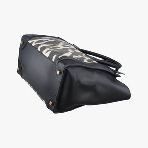 Pre-owned Celine Luggage Mini Shopper Black×white Canvas ×Leather  handbag | stylenewstar
