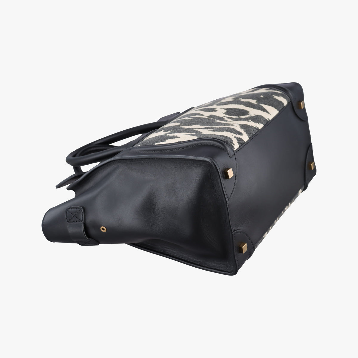 Pre-owned Celine Luggage Mini Shopper Black×white Canvas ×Leather  handbag | stylenewstar