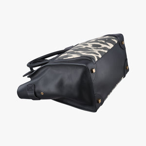 Pre-owned Celine Luggage Mini Shopper Black×white Canvas ×Leather  handbag | stylenewstar