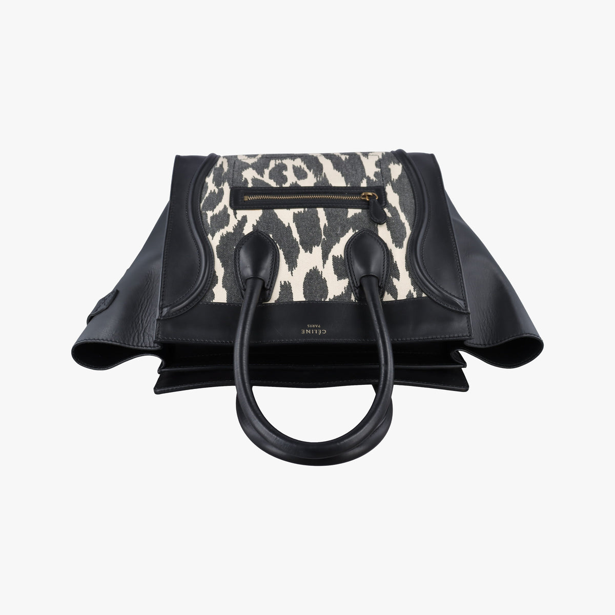 Pre-owned Celine Luggage Mini Shopper Black×white Canvas ×Leather  handbag | stylenewstar
