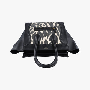 Pre-owned Celine Luggage Mini Shopper Black×white Canvas ×Leather  handbag | stylenewstar