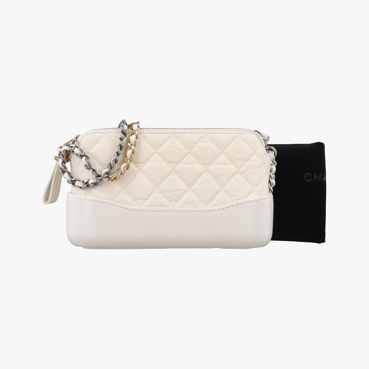 Pre-owned Chanel GABRIELLE White leather A94505 shoulderbag | stylenewstar