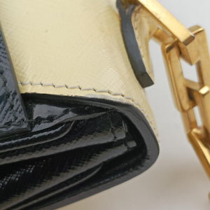 Vintage Prada Turn Lock Beige xBlack Patent Saffiano  shoulderbag | stylenewstar
