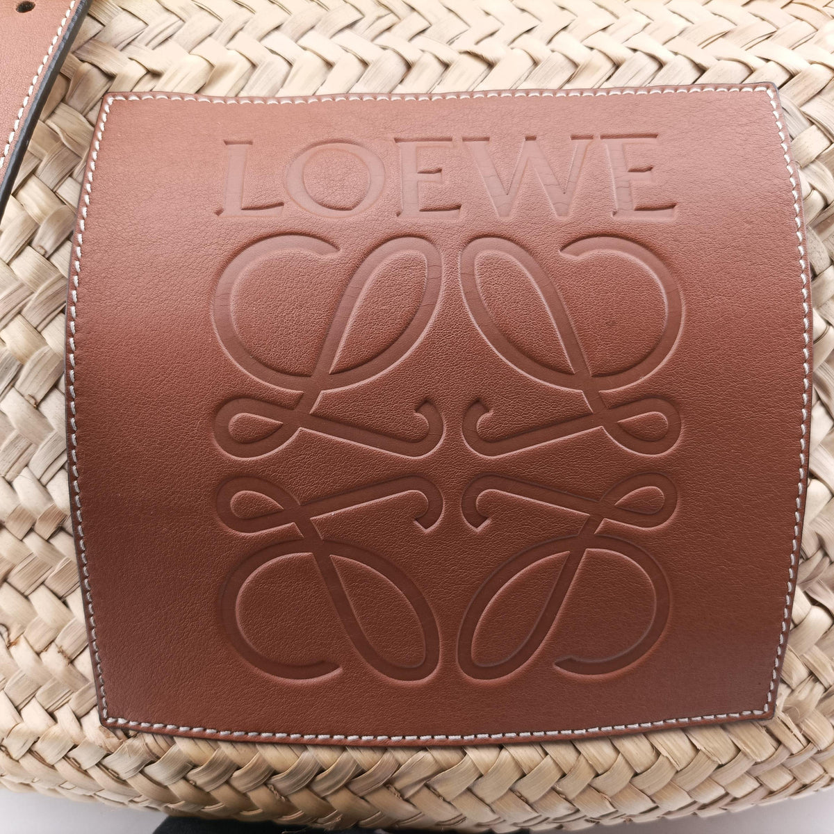 Pre-owned Loewe basket Beige×Brown Leather × Raffia  shoulderbag | stylenewstar
