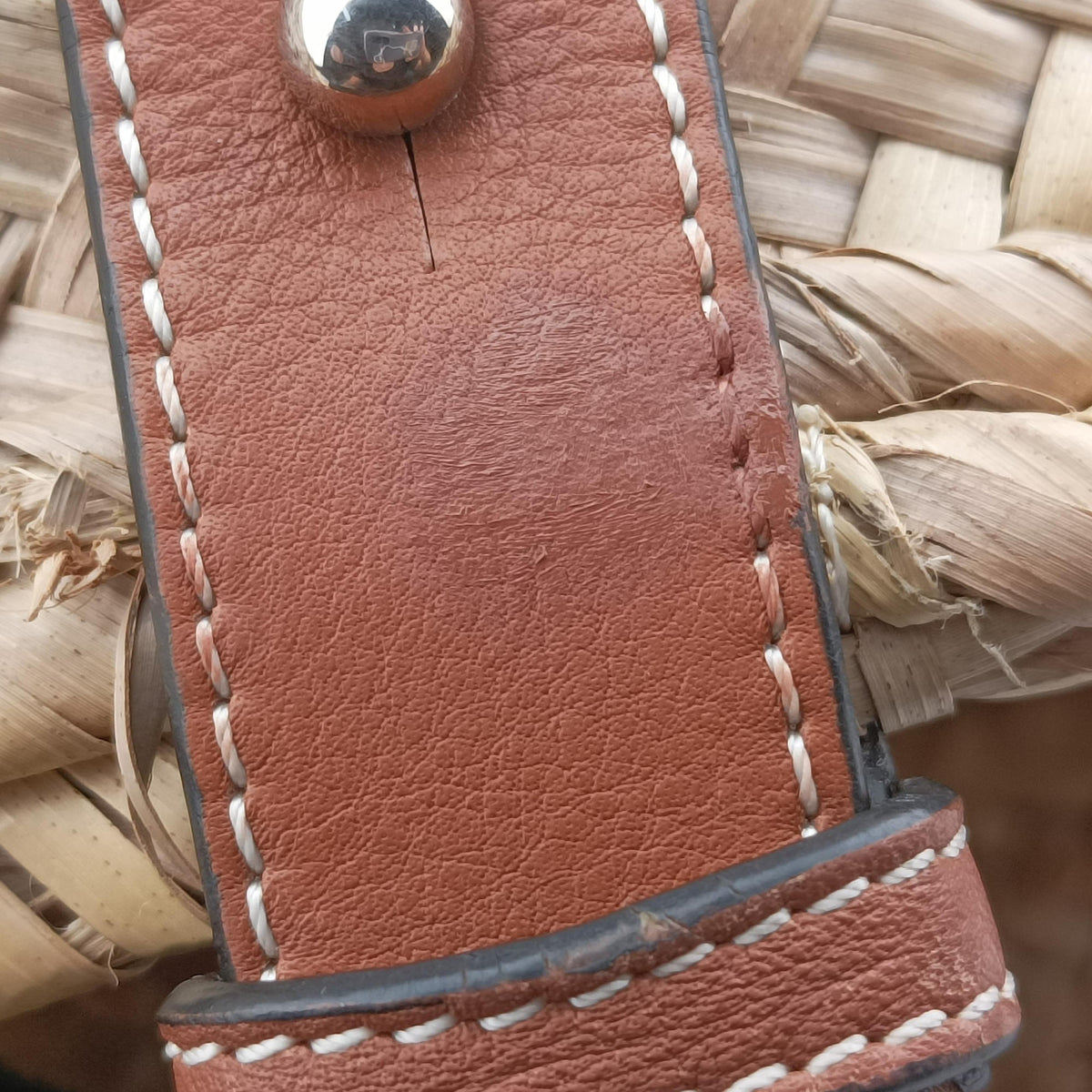 Pre-owned Loewe basket Beige×Brown Leather × Raffia  shoulderbag | stylenewstar
