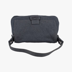 Pre-owned Fendi Mamma Baguette Grey Cotton 26325 shoulderbag | stylenewstar