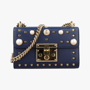 Pre-owned Gucci Padlock Navy Leather 432182 shoulderbag | stylenewstar