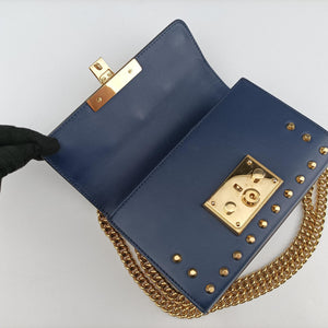 Pre-owned Gucci Padlock Navy Leather 432182 shoulderbag | stylenewstar