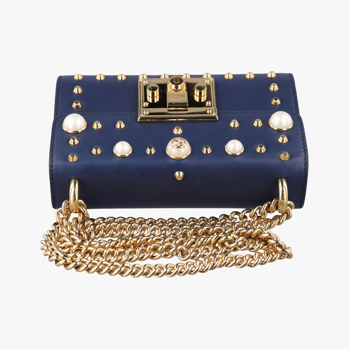 Pre-owned Gucci Padlock Navy Leather 432182 shoulderbag | stylenewstar