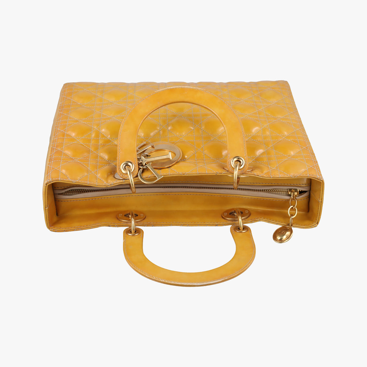 Pre-owned Christian Dior Lady Dior Beige Patent  handbag | stylenewstar