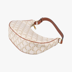 Pre-owned Celine Triomphe AVA White PVC coated canvas  shoulderbag | stylenewstar