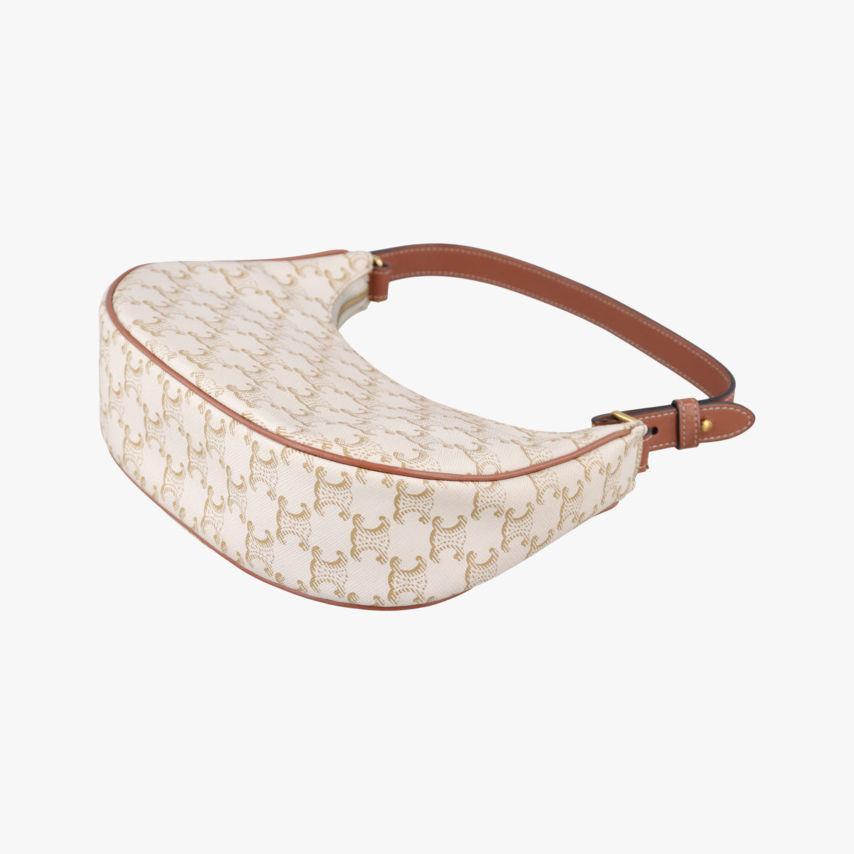 Pre-owned Celine Triomphe AVA White PVC coated canvas  shoulderbag | stylenewstar