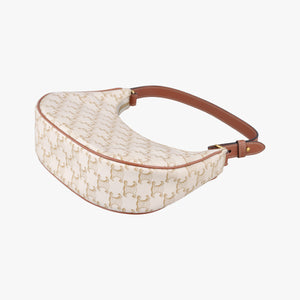 Pre-owned Celine Triomphe AVA White PVC coated canvas  shoulderbag | stylenewstar