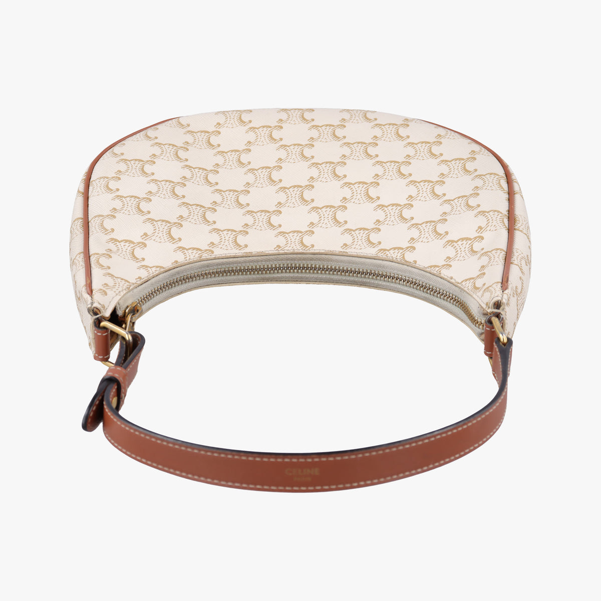 Pre-owned Celine Triomphe AVA White PVC coated canvas  shoulderbag | stylenewstar