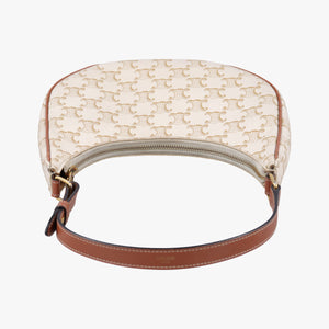 Pre-owned Celine Triomphe AVA White PVC coated canvas  shoulderbag | stylenewstar