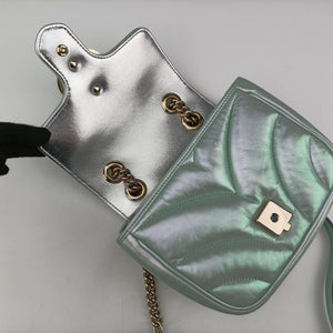 Pre-owned Gucci GG Marmont Green Leather 739682 shoulderbag | stylenewstar