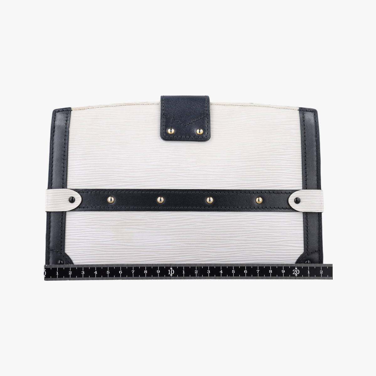 Pre-owned Louis Vuitton Trunk clutch White×Black Leather×Epi M52151 shoulderbag | stylenewstar