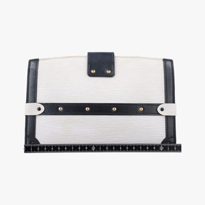 Pre-owned Louis Vuitton Trunk clutch White×Black Leather×Epi M52151 shoulderbag | stylenewstar