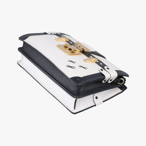 Pre-owned Louis Vuitton Trunk clutch White×Black Leather×Epi M52151 shoulderbag | stylenewstar