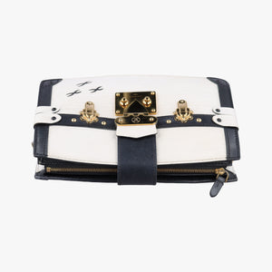 Pre-owned Louis Vuitton Trunk clutch White×Black Leather×Epi M52151 shoulderbag | stylenewstar