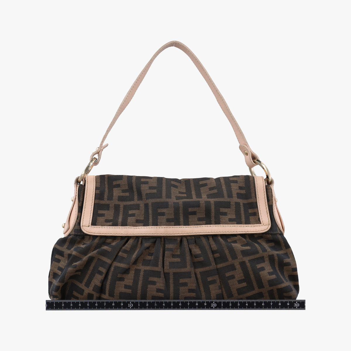 Pre-owned Fendi Tobacco Zucca Chef Brown×pink Canvas×Leather 8BR445 shoulderbag | stylenewstar