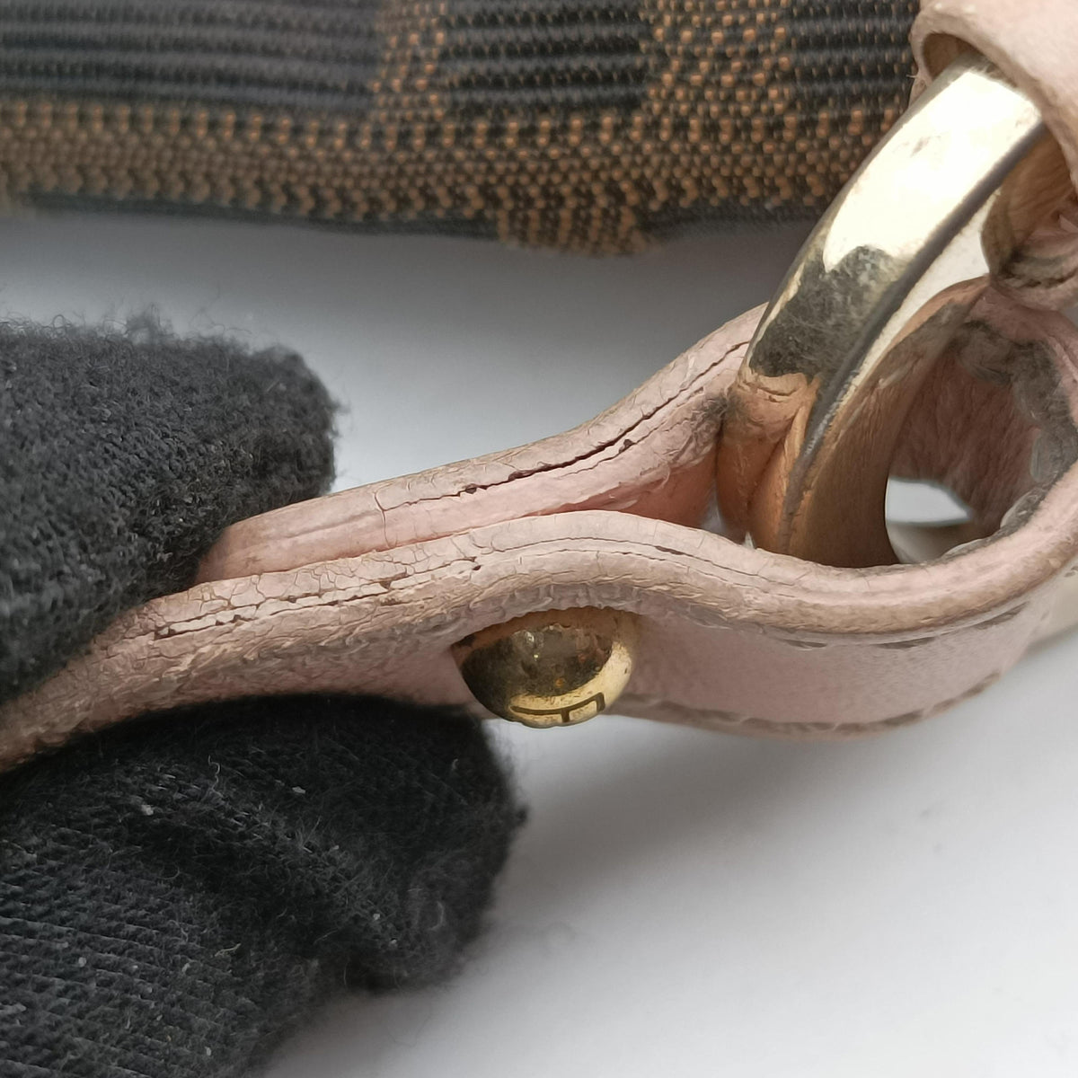 Pre-owned Fendi Tobacco Zucca Chef Brown×pink Canvas×Leather 8BR445 shoulderbag | stylenewstar