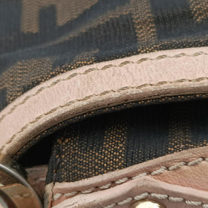 Pre-owned Fendi Tobacco Zucca Chef Brown×pink Canvas×Leather 8BR445 shoulderbag | stylenewstar