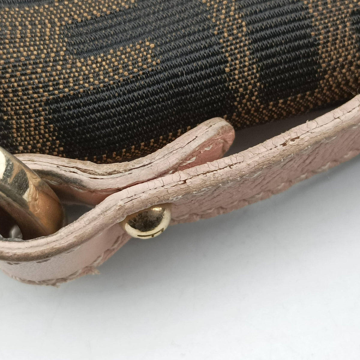 Pre-owned Fendi Tobacco Zucca Chef Brown×pink Canvas×Leather 8BR445 shoulderbag | stylenewstar