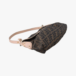 Pre-owned Fendi Tobacco Zucca Chef Brown×pink Canvas×Leather 8BR445 shoulderbag | stylenewstar