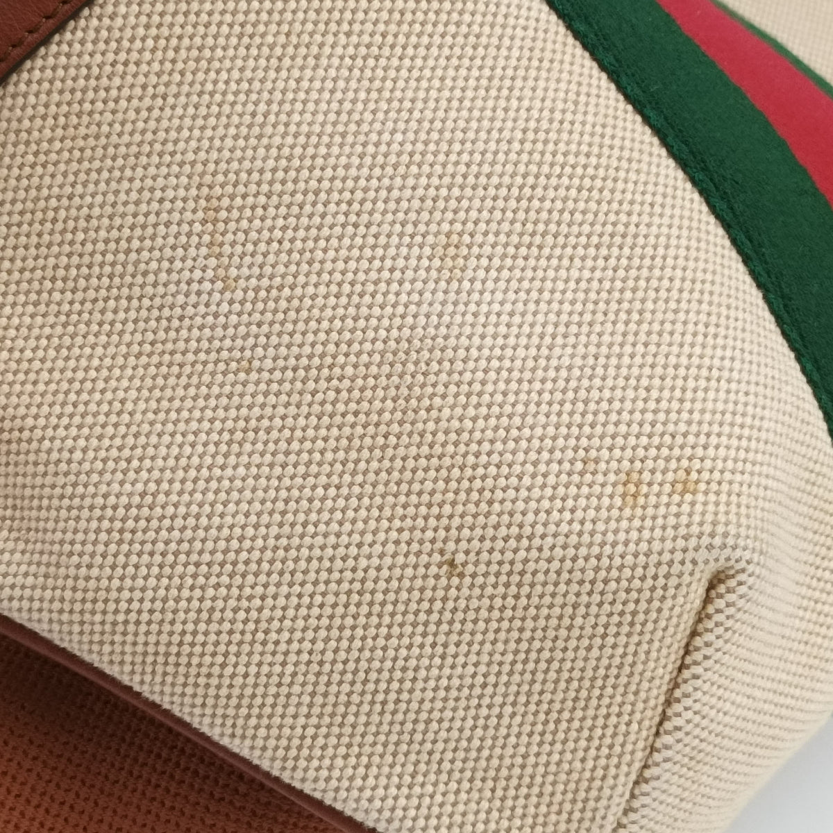 Pre-owned Gucci Sherry Vintage Beige×Brown Canvas × Leather 575082 bum bag/waist bag | stylenewstar