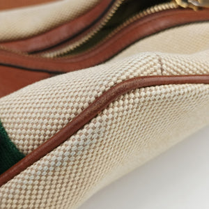 Pre-owned Gucci Sherry Vintage Beige×Brown Canvas × Leather 575082 bum bag/waist bag | stylenewstar