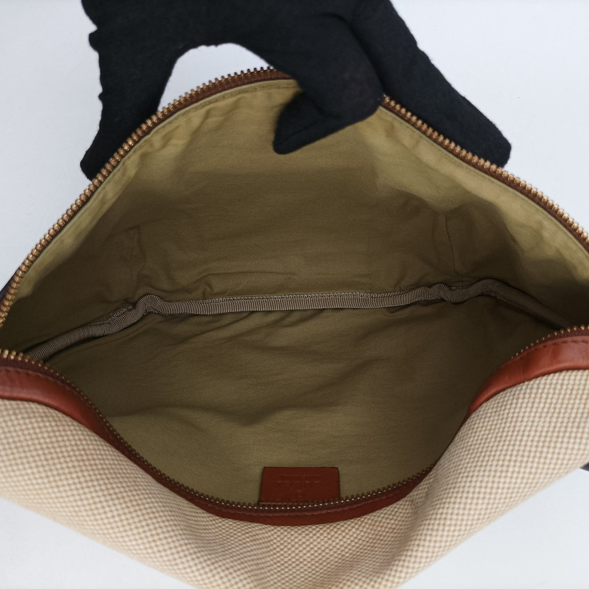 Pre-owned Gucci Sherry Vintage Beige×Brown Canvas × Leather 575082 bum bag/waist bag | stylenewstar