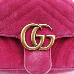 Pre-owned Gucci GG Marmont Pink velour 446744 shoulderbag | stylenewstar