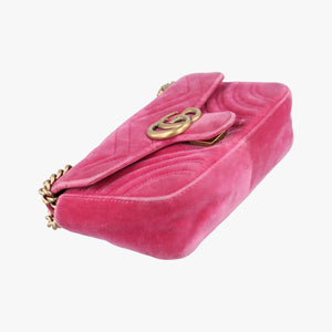 Pre-owned Gucci GG Marmont Pink velour 446744 shoulderbag | stylenewstar