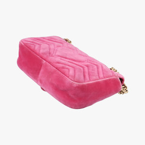 Pre-owned Gucci GG Marmont Pink velour 446744 shoulderbag | stylenewstar