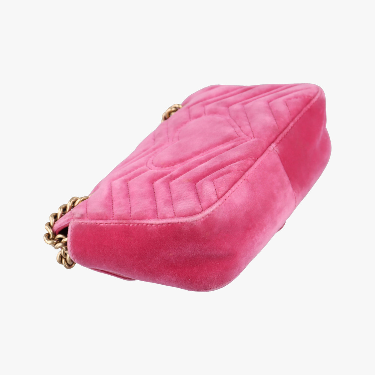Pre-owned Gucci GG Marmont Pink velour 446744 shoulderbag | stylenewstar
