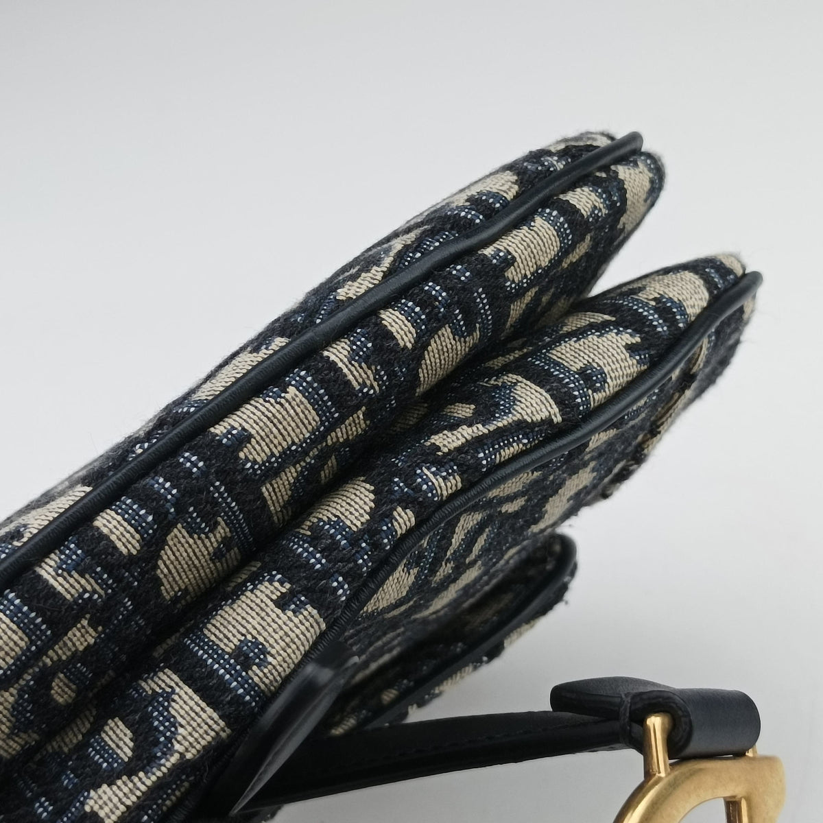 Pre-owned Christian Dior Saddle Navy Jacquard × Leather  shoulderbag | stylenewstar
