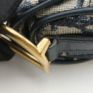 Pre-owned Christian Dior Saddle Navy Jacquard × Leather  shoulderbag | stylenewstar