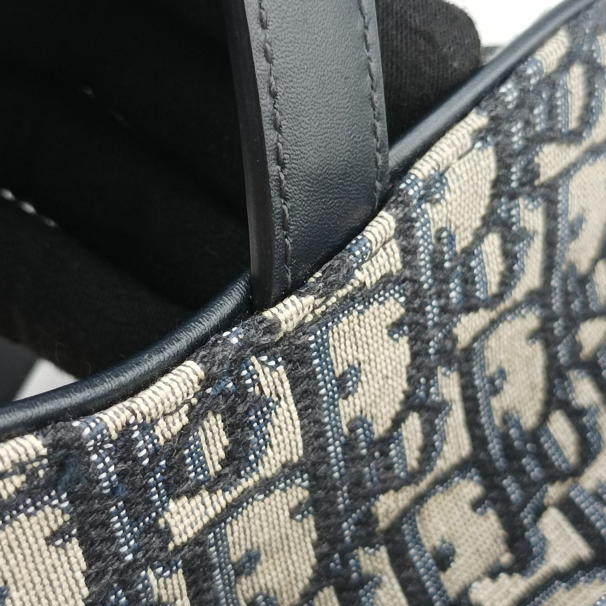 Pre-owned Christian Dior Saddle Navy Jacquard × Leather  shoulderbag | stylenewstar