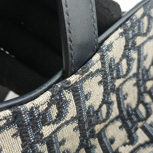 Pre-owned Christian Dior Saddle Navy Jacquard × Leather  shoulderbag | stylenewstar