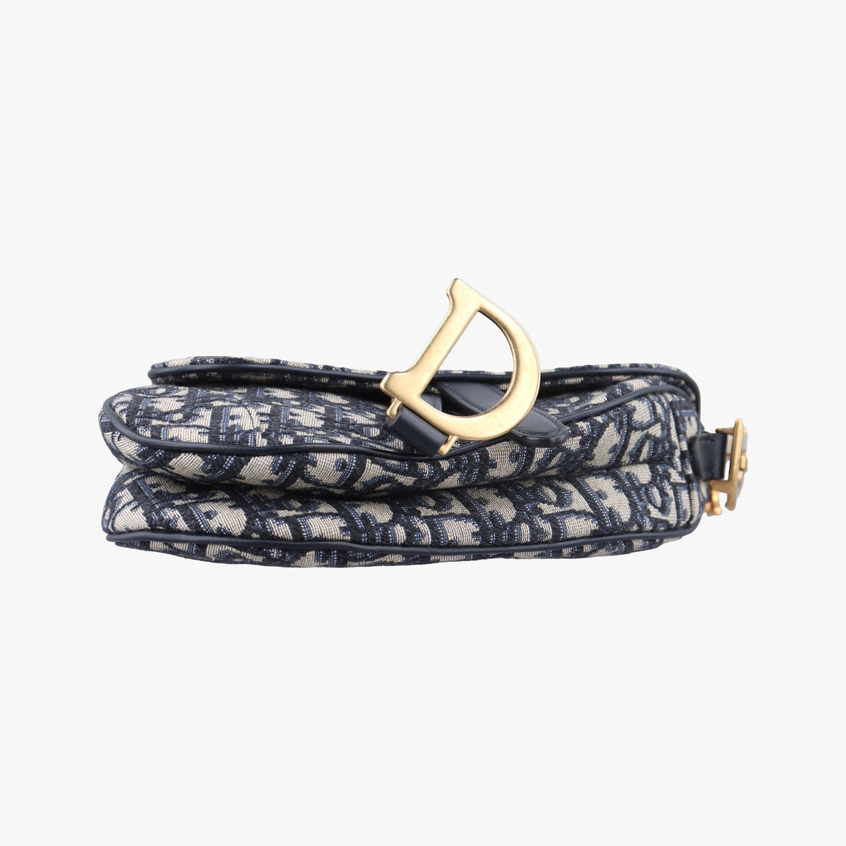 Pre-owned Christian Dior Saddle Navy Jacquard × Leather  shoulderbag | stylenewstar
