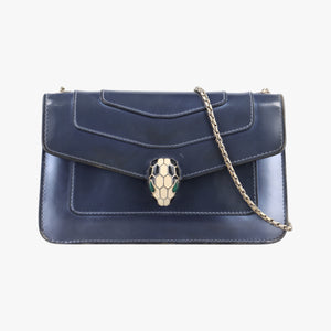 Pre-owned Bvlgari SERPENTI FOREVER Blue Patent  shoulderbag | stylenewstar